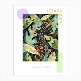 Forest Green Moorish Gecko Abstract Modern Illustration 1 Poster Art Print