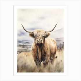 Highland Cow Under The Cloudy Sky 2 Art Print