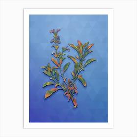 Vintage Garden Sage Botanical Art on Blue Perennial n.0610 Art Print