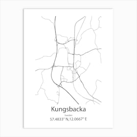 Kungsbacka,Sweden Minimalist Map Art Print