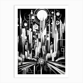 Metropolis Abstract Black And White 6 Art Print