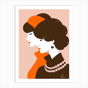 Fashion girl in orange 02 Art Print