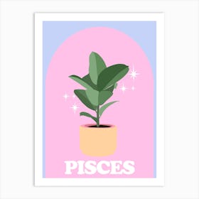 Botanical Star Sign Pisces Art Print