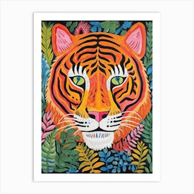 Tiger Art In Outsider Art Style 3 Art Print