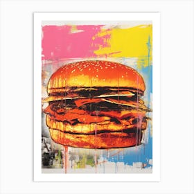 Retro Burger Risograph Inspired 8 Art Print