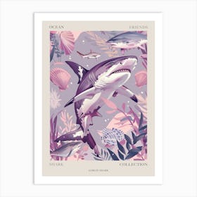 Purple Goblin Shark Illustration 2 Poster Art Print
