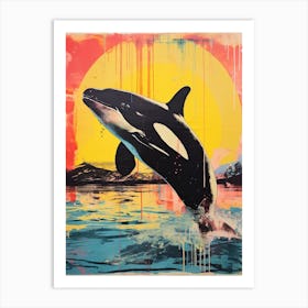 Orca Whale Pop Art Risograph Inspired 2 Art Print