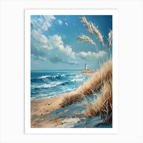 Lighthouse On The Beach Art Print