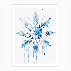 Ice, Snowflakes, Minimalist Watercolour 2 Art Print