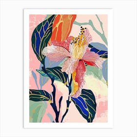 Colourful Flower Illustration Camellia 4 Art Print