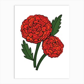 Orange Marigold Contemporary Botanical Illustration Art Print