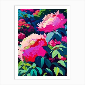 Japanese Peonies In A Garden Colourful 1 Painting Art Print