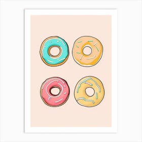 Donuts Dessert Minimal Line Drawing 1 Flower Art Print
