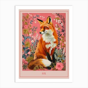 Floral Animal Painting Fox 2 Poster Art Print