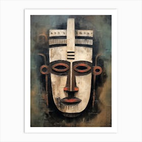 Enigmatic Elements; African Tribal Masked Art Art Print