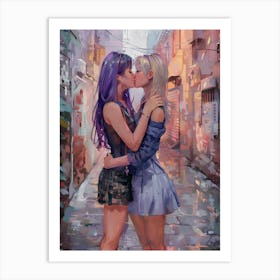 Kissing Girls Art Print