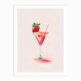 Strawberry Caipirinha, Cocktail, Drink Marker Art Illustration Art Print