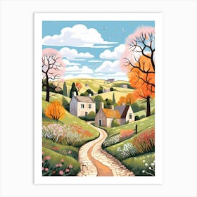 The Cotswolds England 4 Hike Illustration Art Print