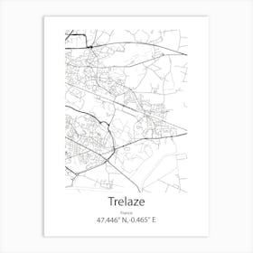 Trelaze,France Minimalist Map Art Print