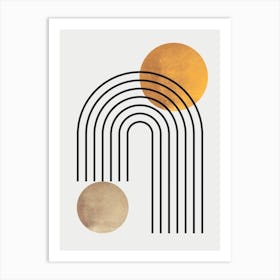 Circles lines and gold 6 Art Print