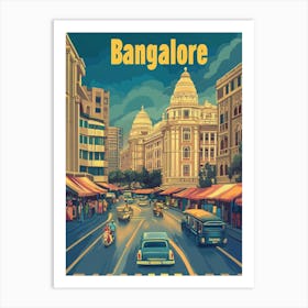 Aihrgdesign A 1970s Inspired Travel Poster For Bangalore 3 Art Print