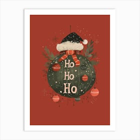 Festive Ho Ho Ho Bauble Red Art Print