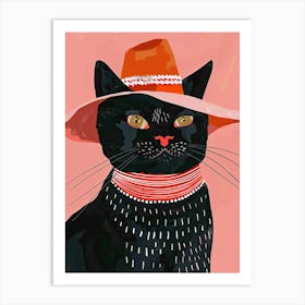 The Stylish Black Cat Art Print