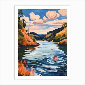Wild Swimming At Loch Achray Scotland 4 Art Print