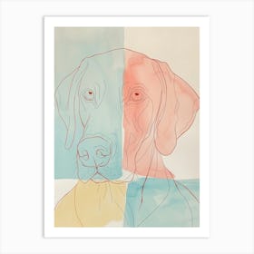 Vizsla Dog Pastel Line Painting 1 Art Print