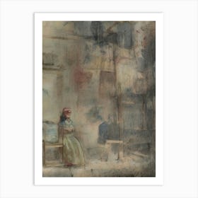 Woman Sitting On A Bench Art Print