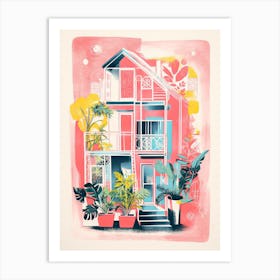 A House In New Orleans, Abstract Risograph Style 2 Art Print