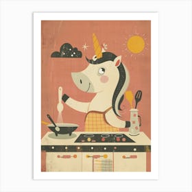 Unicorn In The Kitchen Muted Pastel Art Print