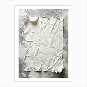 Crumpled White Sheet Of Old Cardboard Paper With Crumpled Texture Closeup Retro Style Pattern Embos (3) Art Print