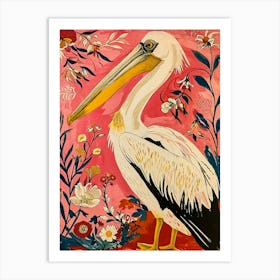 Floral Animal Painting Pelican 3 Art Print