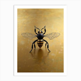 Bee On Gold Background Art Print