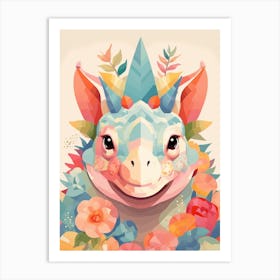 Colourful Dinosaur Avaceratops 2 Art Print