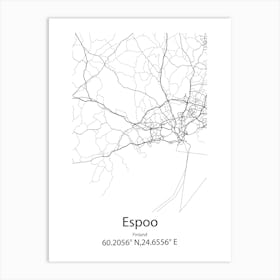 Espoo,Finland Minimalist Map Art Print