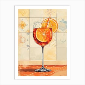 Aperol Spritz Tiled Illustration 1 Art Print