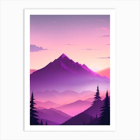 Misty Mountains Vertical Composition In Purple Tone 36 Art Print