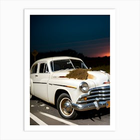 Old Car At Sunset 2 Art Print