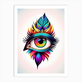 Psychedelic Eye, Symbol, Third Eye Tattoo 3 Art Print