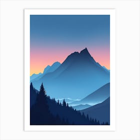 Misty Mountains Vertical Composition In Blue Tone 159 Art Print