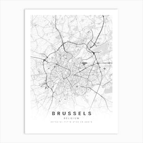 Brussels Germany White Map Art Print