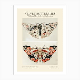 Velvet Butterflies Collection Shimmering Butterflies William Morris Style 9 Art Print