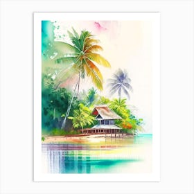 Siargao Island Philippines Watercolour Pastel Tropical Destination Art Print