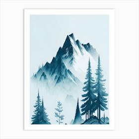 Mountain And Forest In Minimalist Watercolor Vertical Composition 228 Art Print