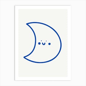 Kawaii Moon Illustration Art Print