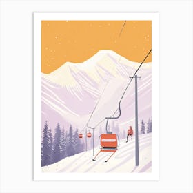 Lake Louise Ski Resort   Alberta, Canada, Ski Resort Pastel Colours Illustration 2 Art Print