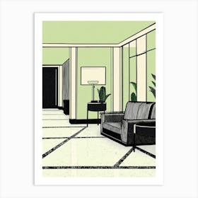 Mint Green Lobby Of A Hotel Art Print