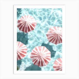 Pink Umbrellas In The Pool 1 Art Print